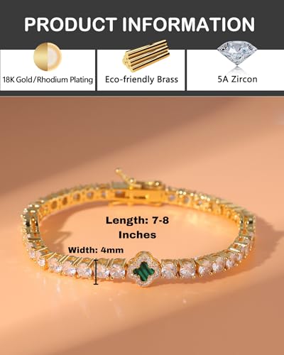 Clover Tennis Bracelet, Zircon Stones