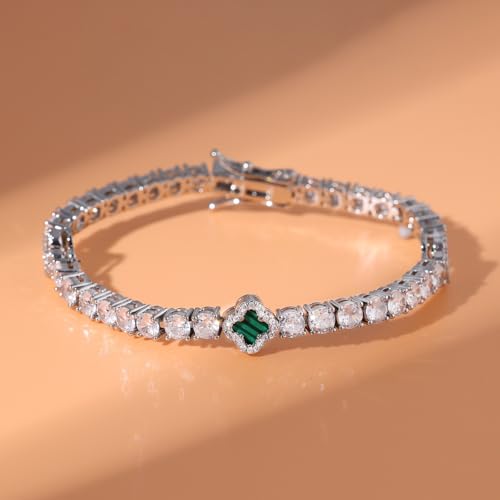 Clover Tennis Bracelet, Zircon Stones