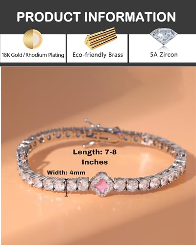 Clover Tennis Bracelet, Zircon Stones