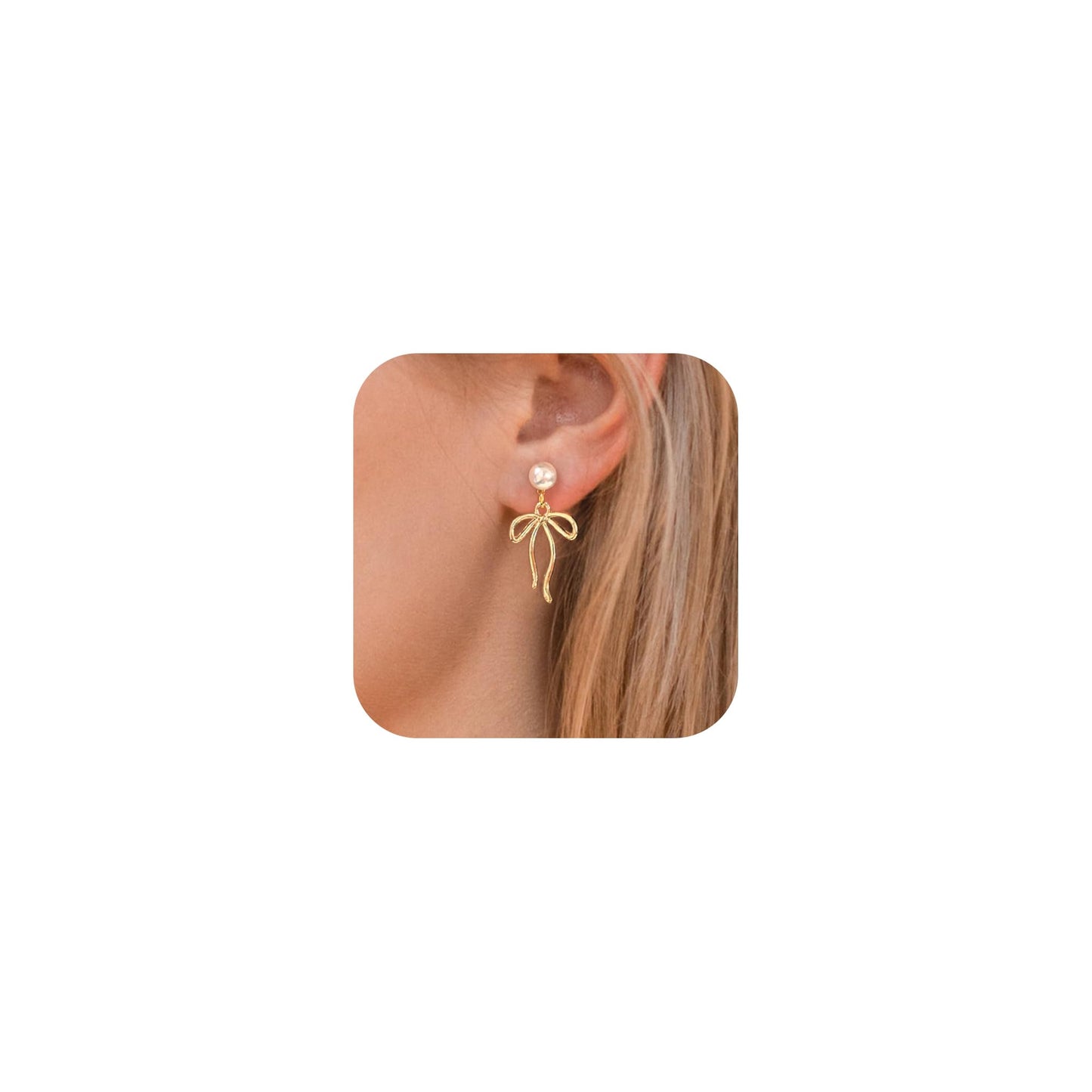 Women Bow Earrings - 18K Gold Plated Bow Stud Earrings Bow Dangle Drop Earrings Ribbon Earrings