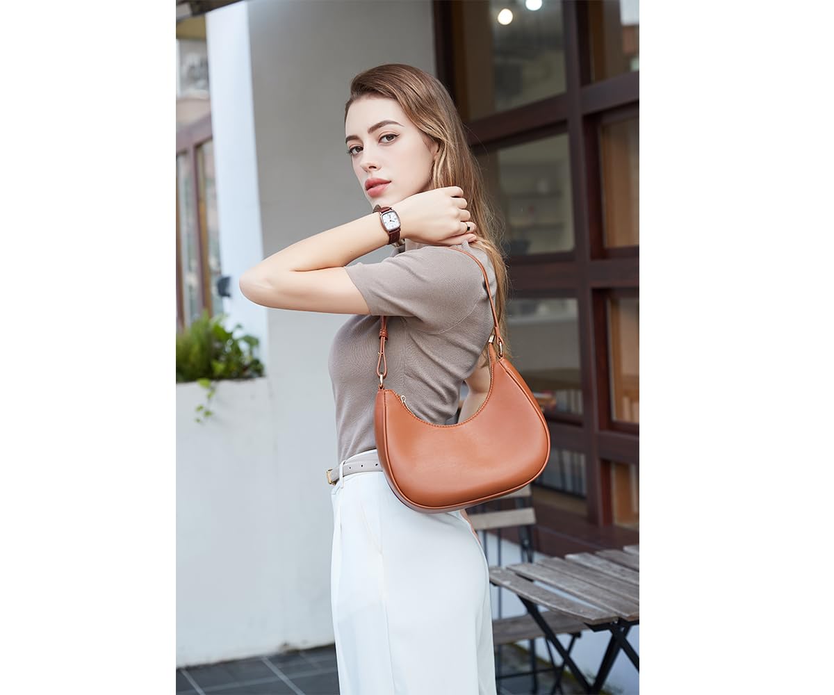 Crescent Shoulder Bags for Women Cute Hobo Tote Handbag Under the Arm Purses Mini Clutch Purse with Zipper Closure