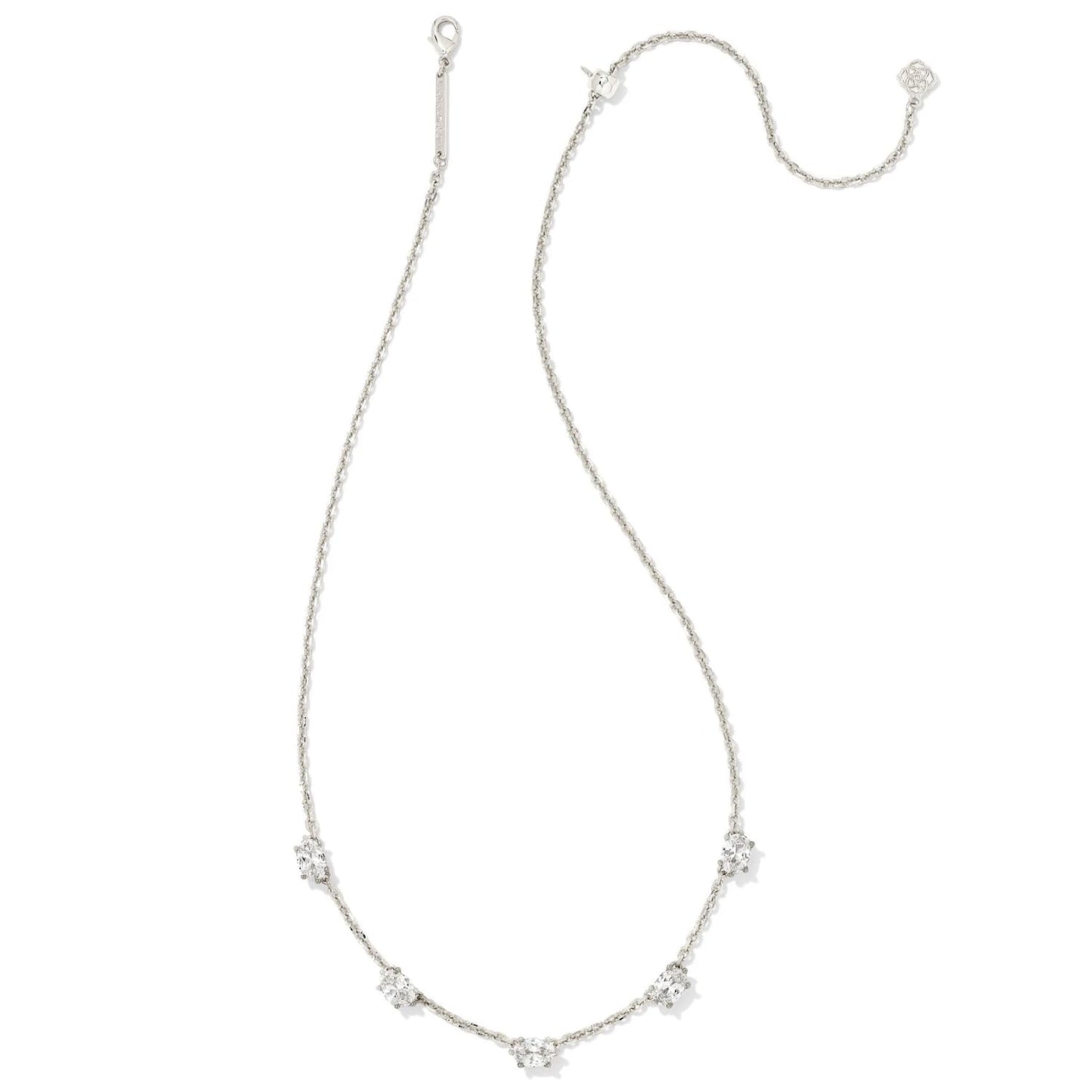 Kendra Scott Cailin Crystal Strand Necklace in White Cubic Zirconia, Fashion Jewelry For Women