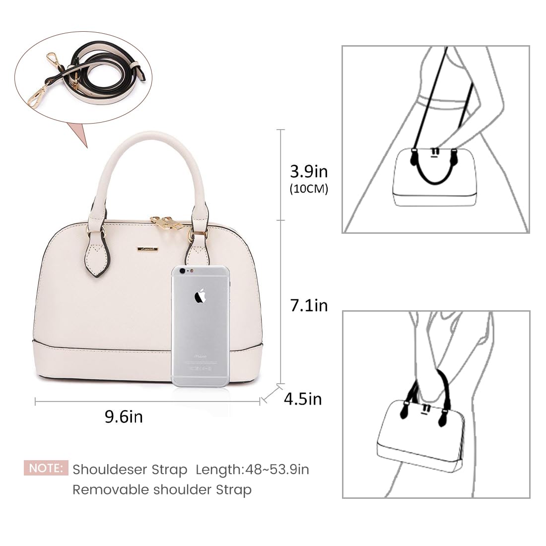 LOVEVOOK Purse for Women Small Crossbody Bags Classic Double Zip Top Handle Dome Satchel Bag