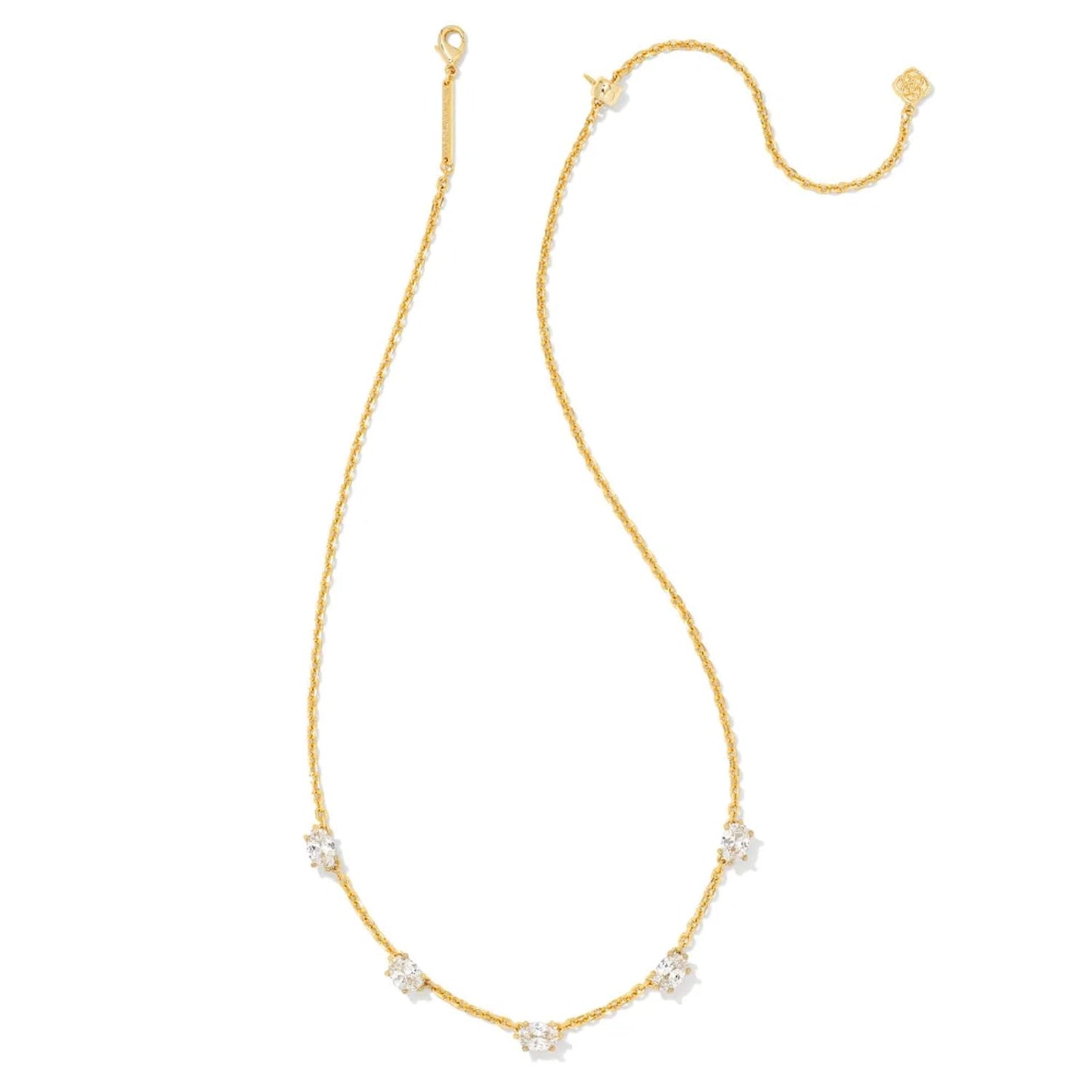 Kendra Scott Cailin Crystal Strand Necklace in White Cubic Zirconia, Fashion Jewelry For Women