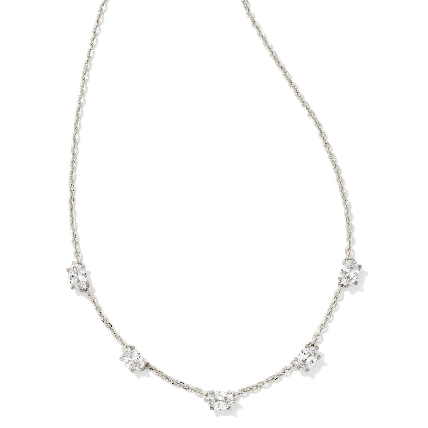 Kendra Scott Cailin Crystal Strand Necklace in White Cubic Zirconia, Fashion Jewelry For Women