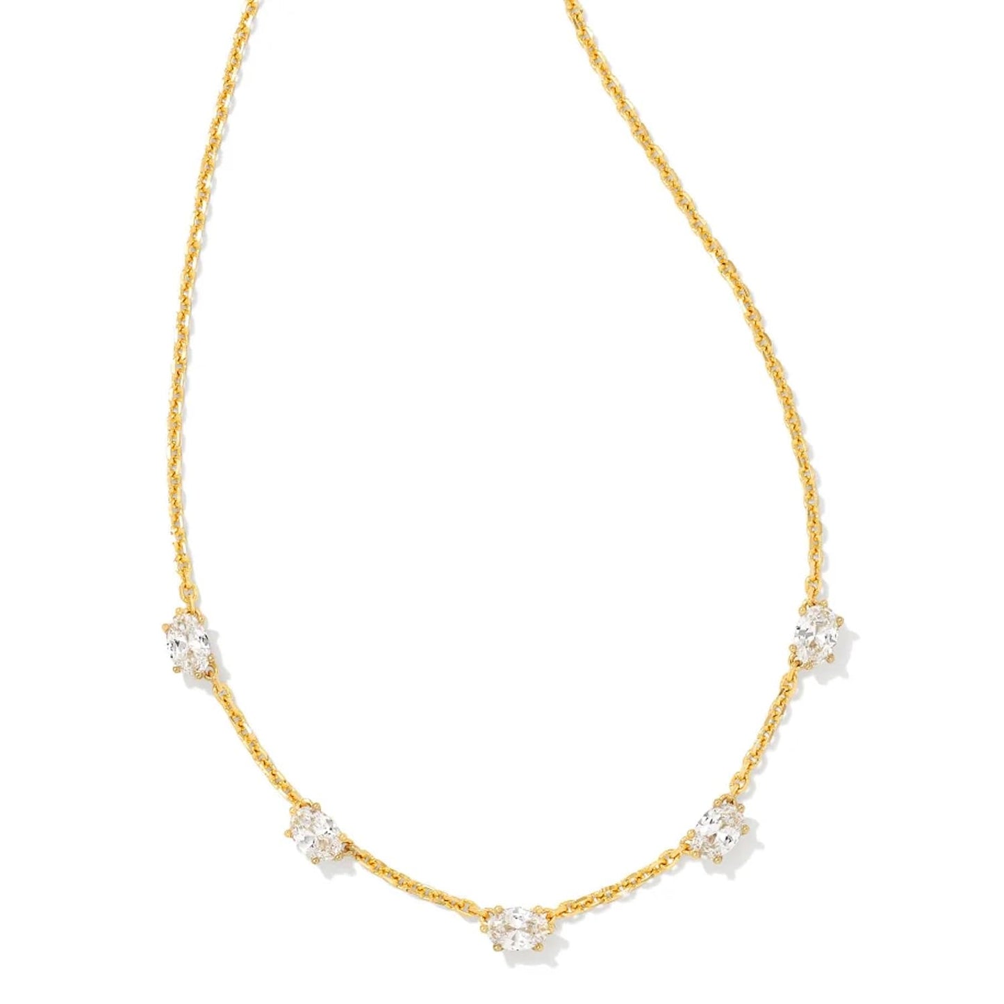 Kendra Scott Cailin Crystal Strand Necklace in White Cubic Zirconia, Fashion Jewelry For Women