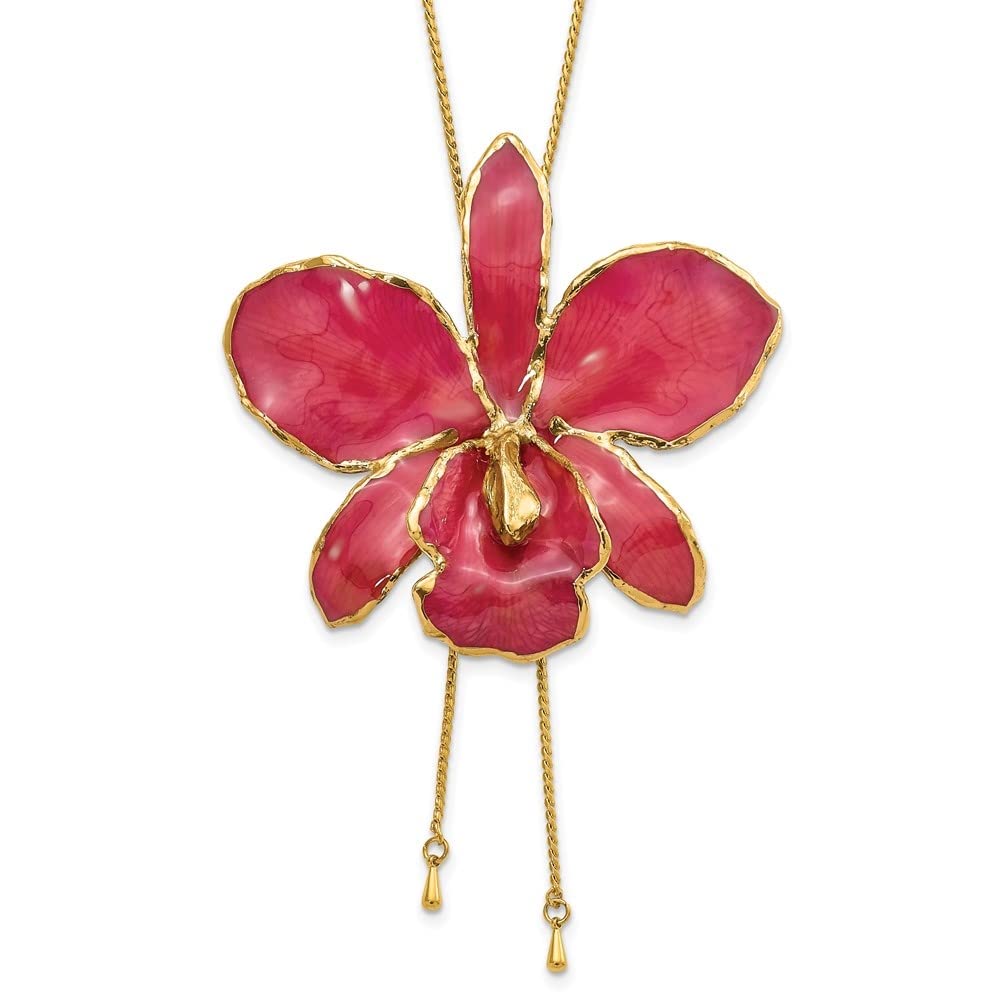 Dipped Fuchsia Cattleya Orchid Adjustable Necklace