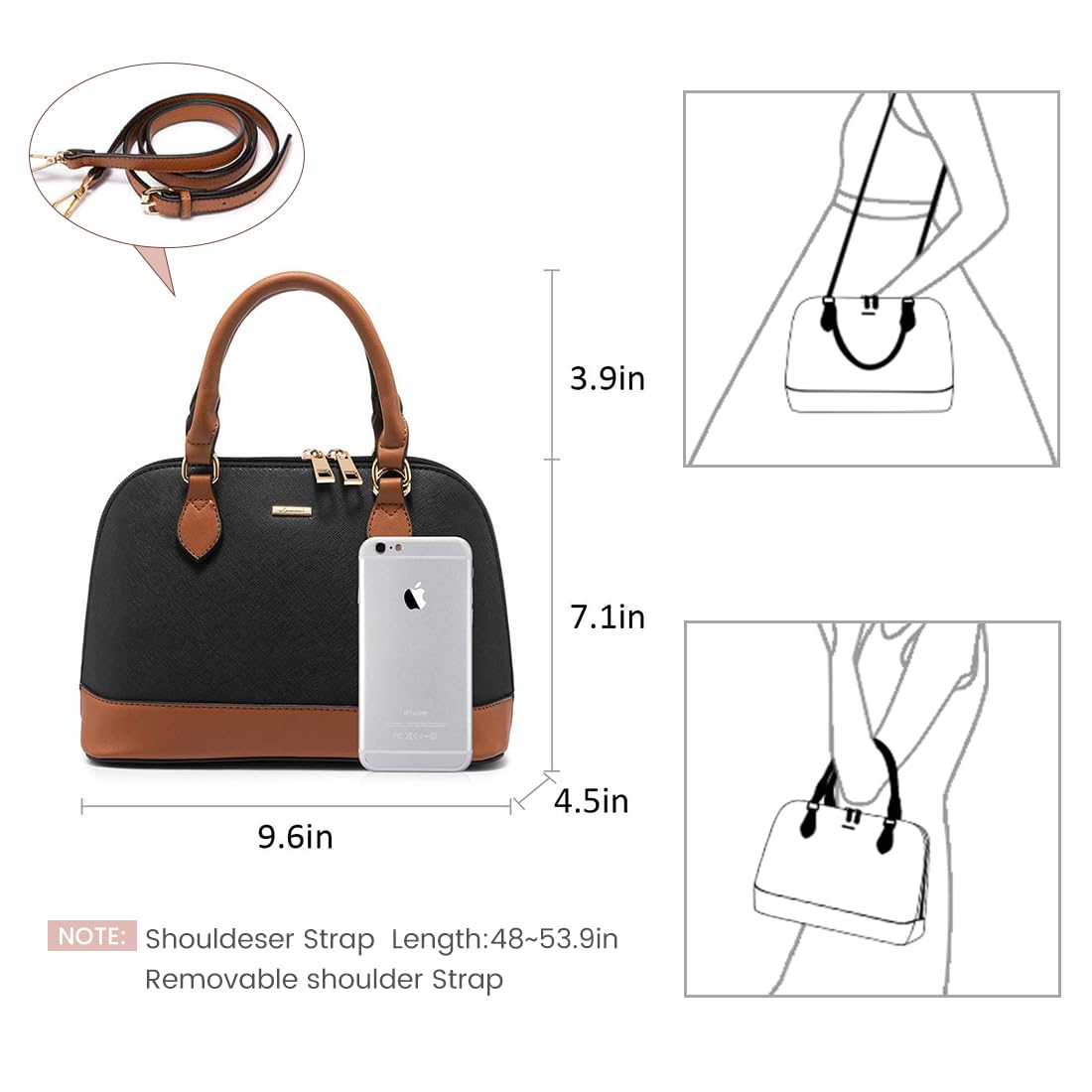 LOVEVOOK Purse for Women Small Crossbody Bags Classic Double Zip Top Handle Dome Satchel Bag