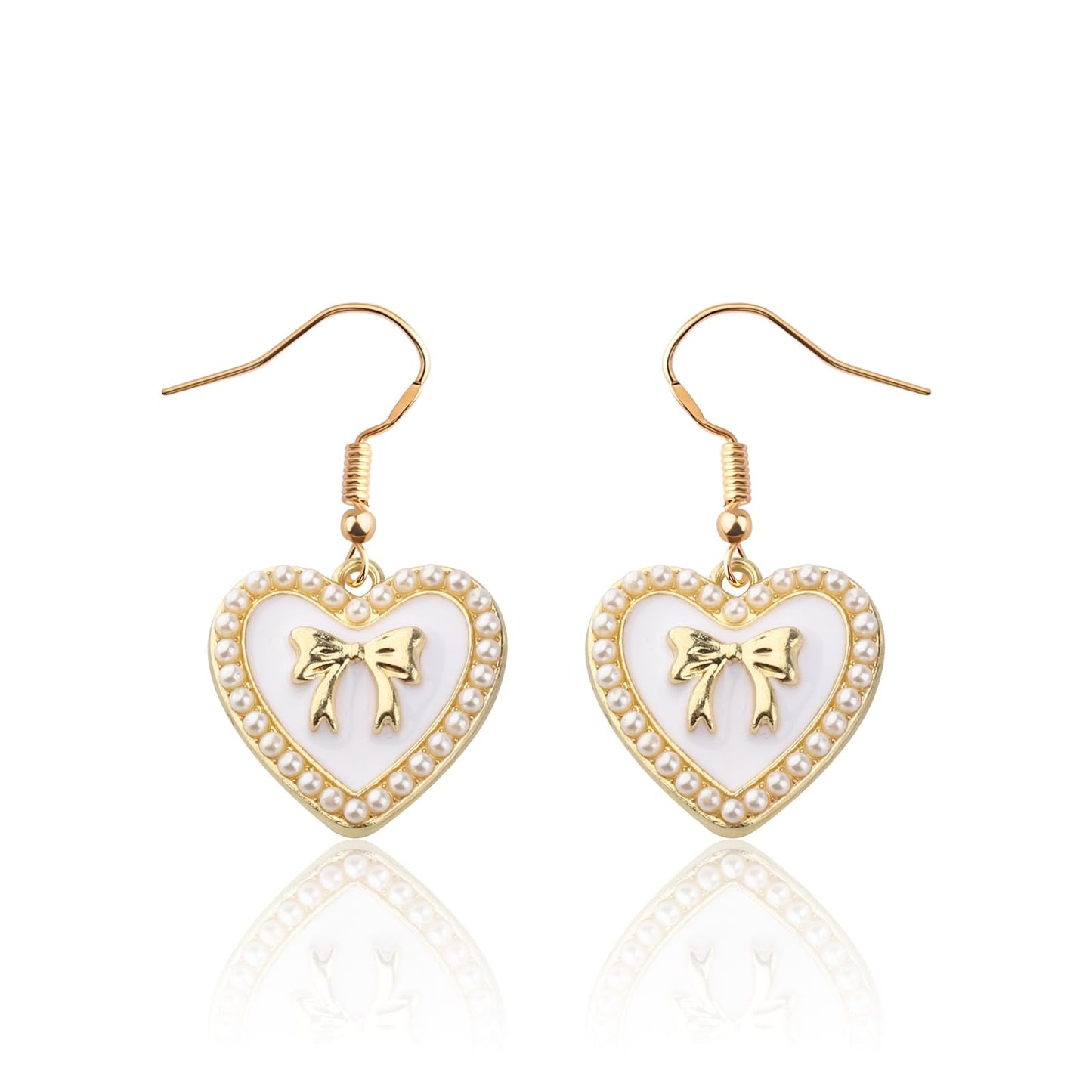 Coquette Girly Gift Jewelry Collection | Coquette Bow Earrings & Coquette Pearl Heart