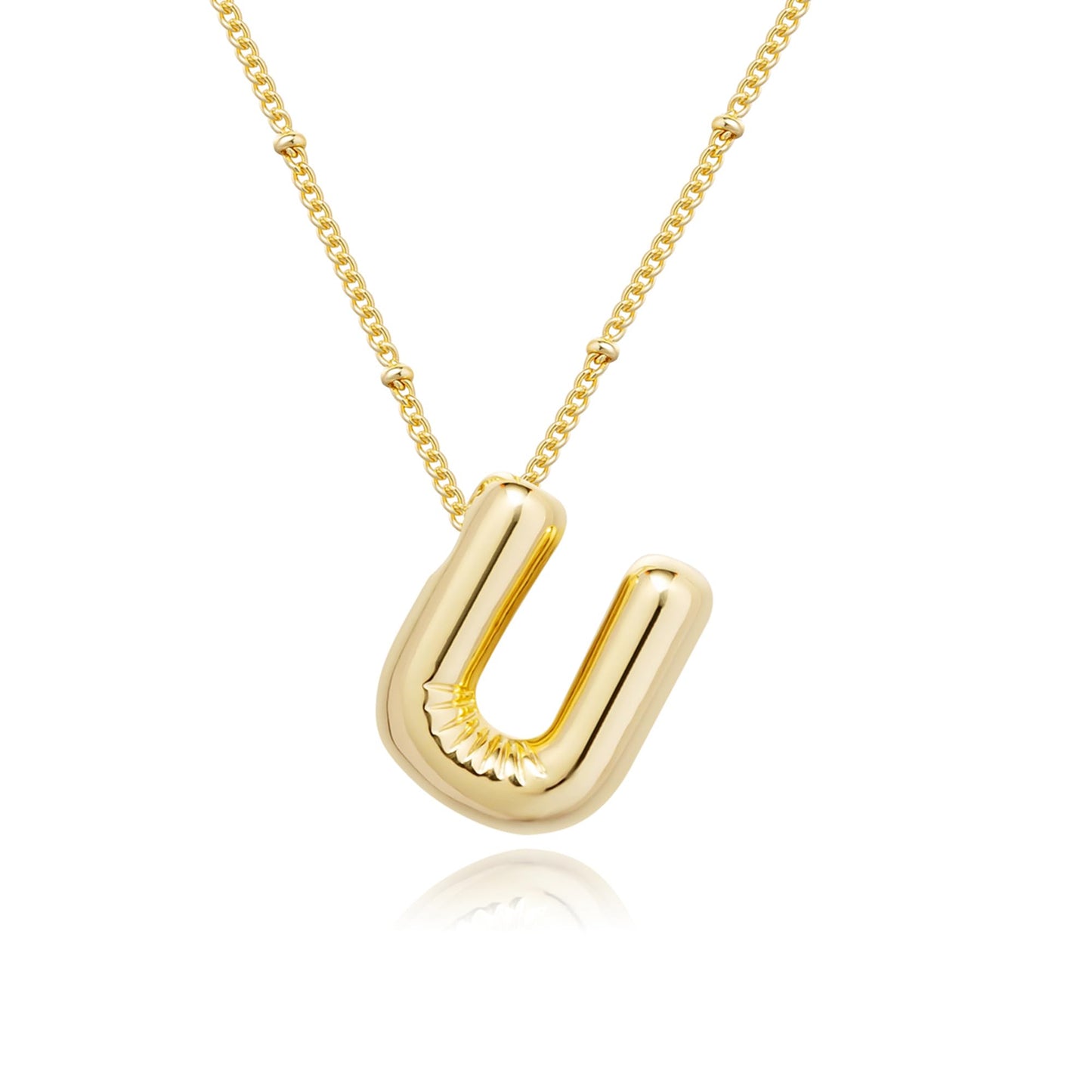 Gold Bubble Letter Necklace for Women, 14k Gold Plated Balloon Initial Letter Pendant Necklace Dainty Charm Initial Necklaces for Women Trendy Chunky Custom Name Necklace Gold Jewelry for Women