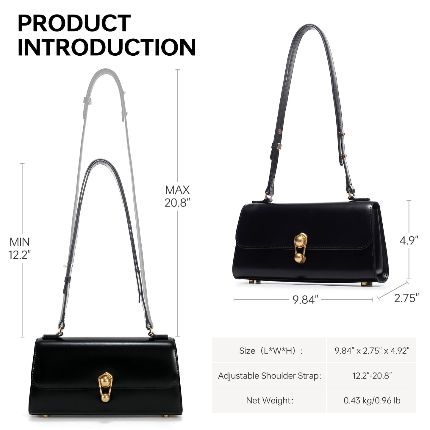 Small Purse Leather Bags For Women: Black Shoulder Handbags Crossbody Bag - Chic Everyday Adjustable Strap for Young Girls