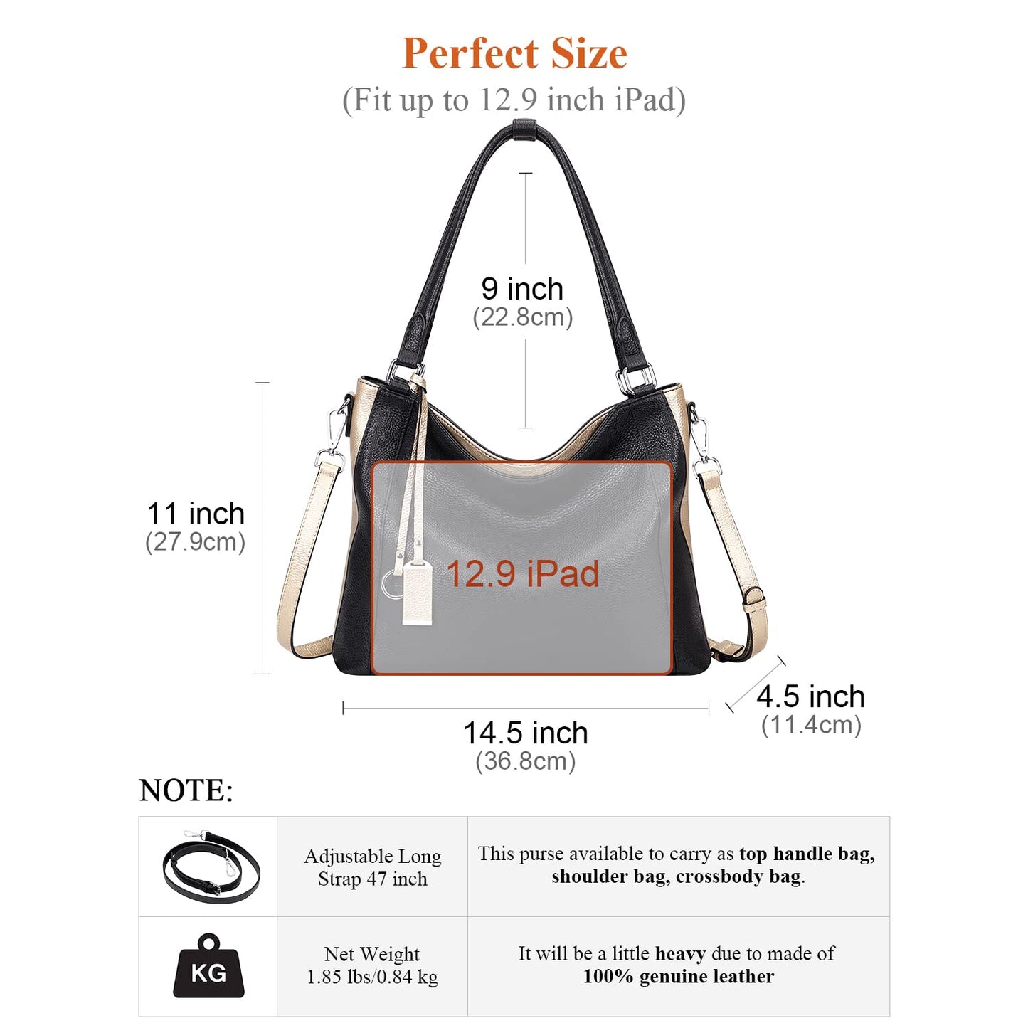 Over Earth Soft Leather Handbags for Women Shoulder Hobo Bag Large Tote Crossbody Bag