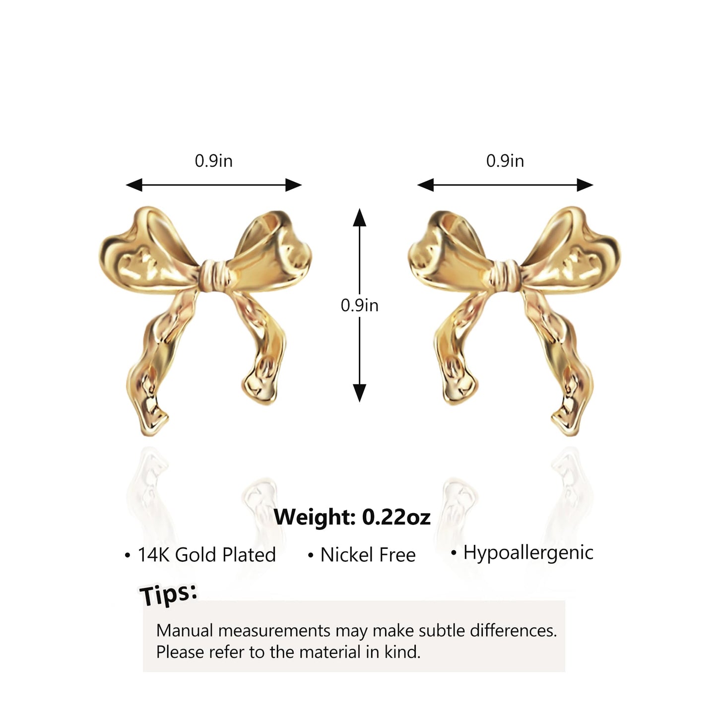 Women Bow Earrings - 18K Gold Plated Bow Stud Earrings Bow Dangle Drop Earrings Ribbon Earrings