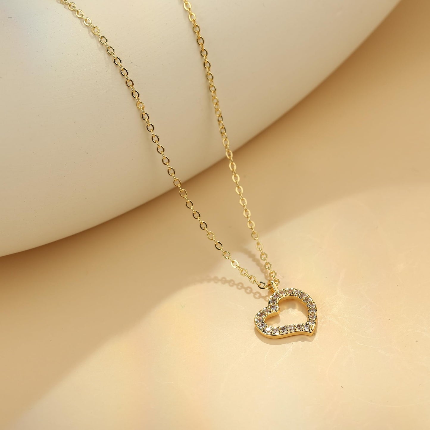 Dainty Gold Necklace for Women Girls Trendy - 14K Gold/Silver Plated Cute Heart Necklace for Women Handmade Heart Choker Necklace Tiny Heart Jewelry Gifts for Women Girls Teen Girls Stuff