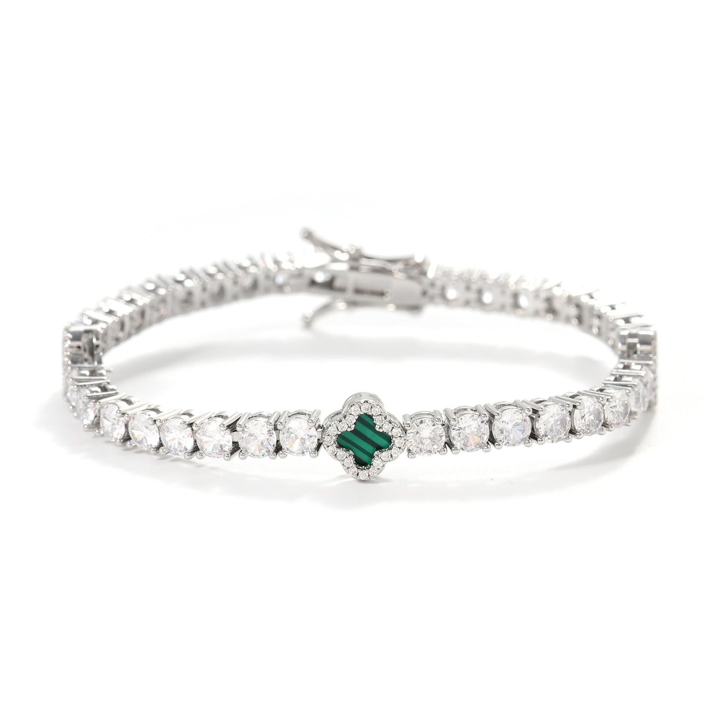 Clover Tennis Bracelet, Zircon Stones