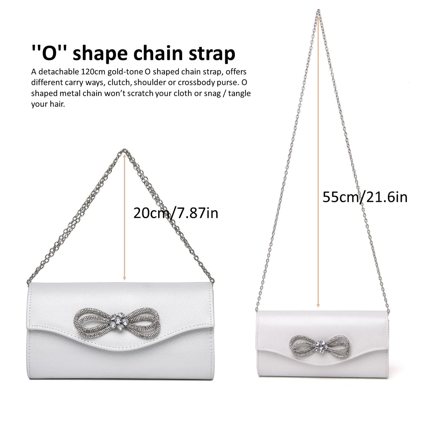 Women Evening Handbag Shiny Crystal Bow Flap Clutch Purse for Women Wedding Party Prom Purse