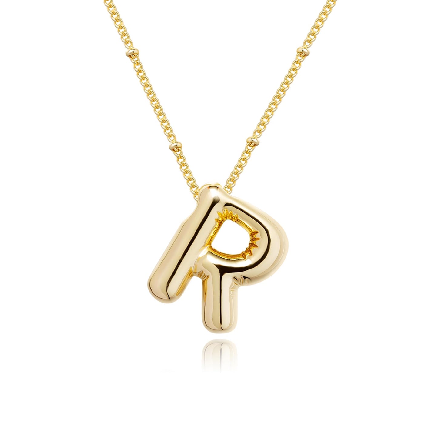 Gold Bubble Letter Necklace for Women, 14k Gold Plated Balloon Initial Letter Pendant Necklace Dainty Charm Initial Necklaces for Women Trendy Chunky Custom Name Necklace Gold Jewelry for Women