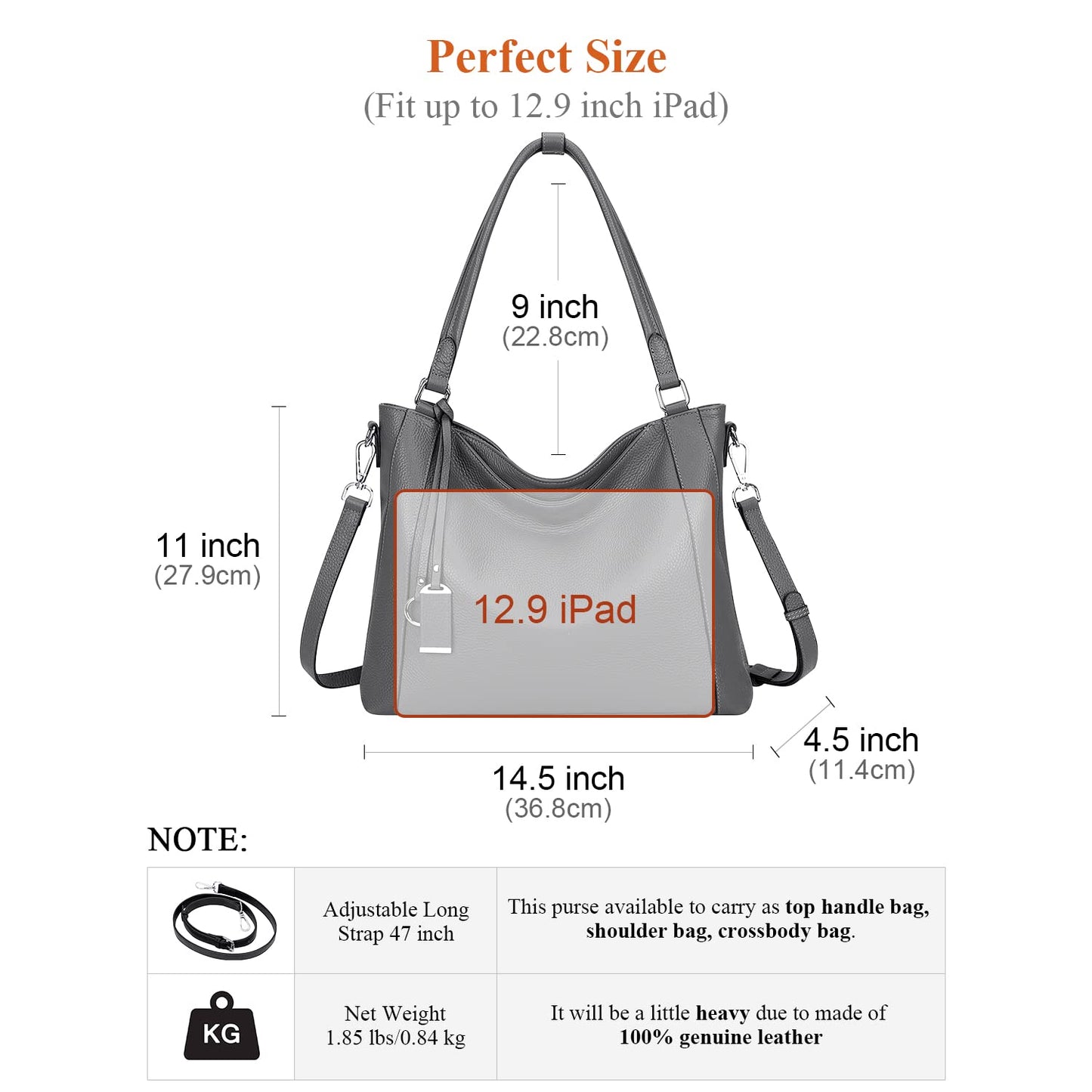 Over Earth Soft Leather Handbags for Women Shoulder Hobo Bag Large Tote Crossbody Bag