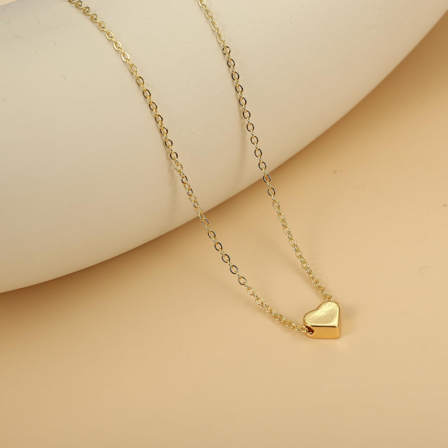 Dainty Gold Necklace for Women Girls Trendy - 14K Gold/Silver Plated Cute Heart Necklace for Women Handmade Heart Choker Necklace Tiny Heart Jewelry Gifts for Women Girls Teen Girls Stuff