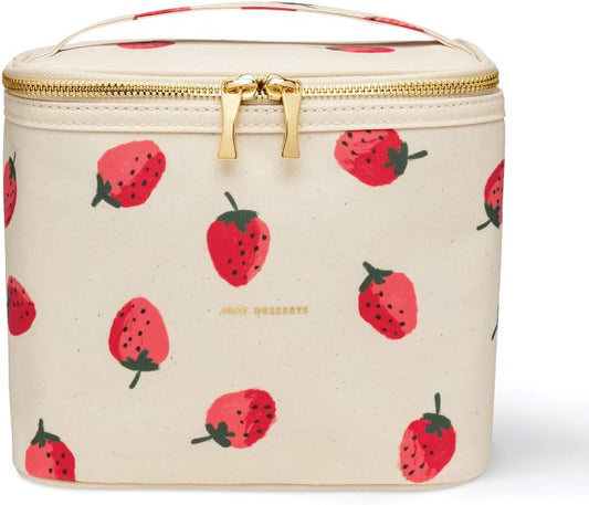 Kate Spade New York Insulated Lunch Tote, Small Lunch Cooler, Cute Lunch Bag for Women, Thermal Bag with Double Zipper Close and Carrying Handle, Strawberries