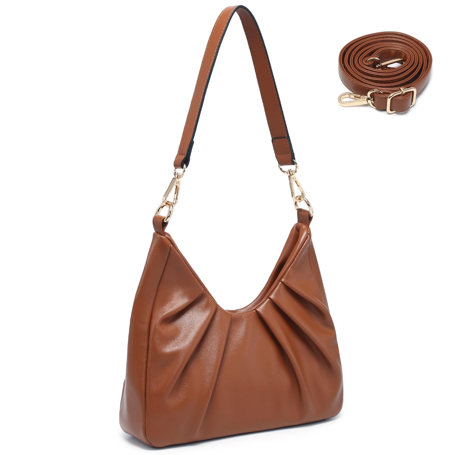 Dasein Ruched Hobo Handbag for Women Retro Shoulder Purse Crossbody Bag with 2 Removable Straps