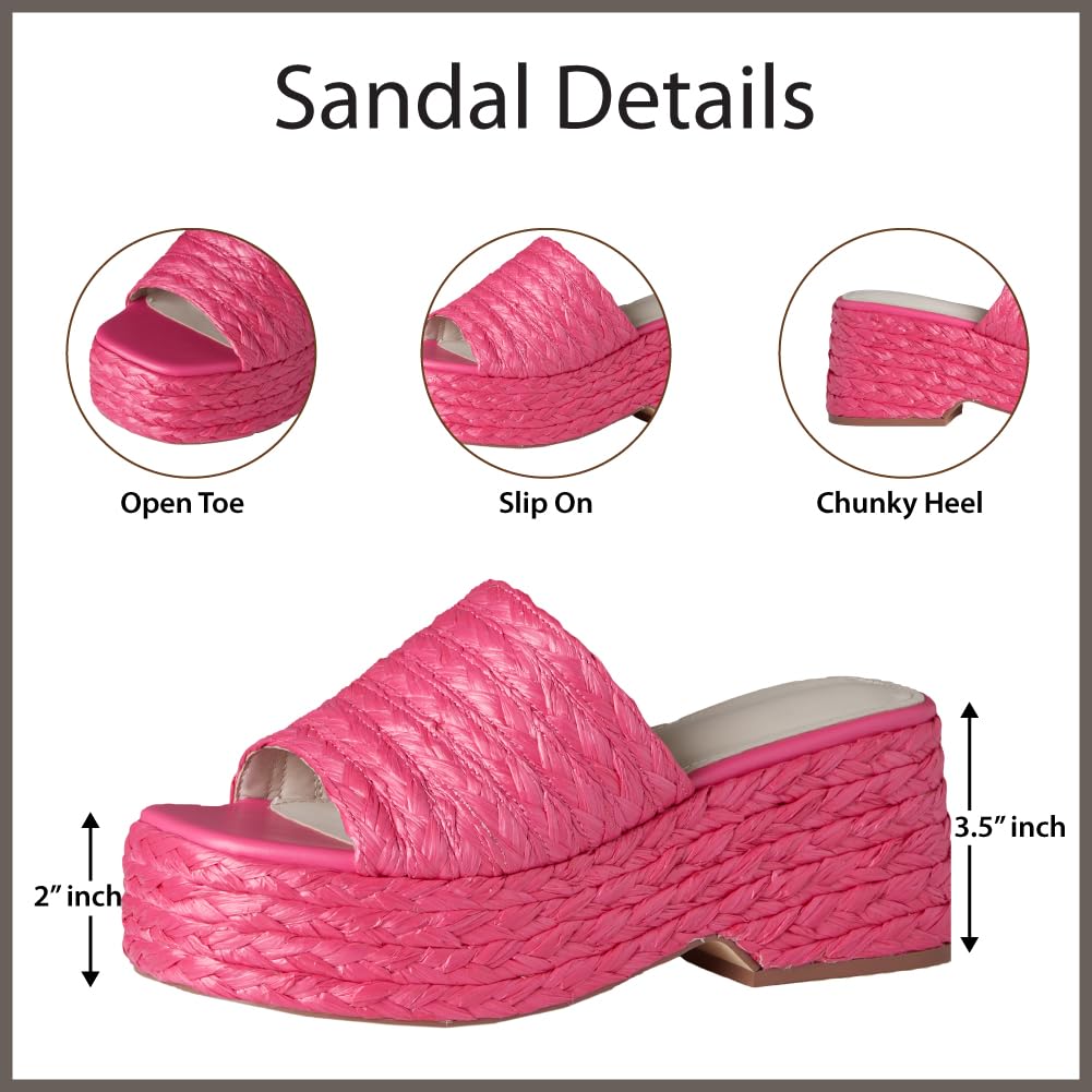 Platform Slip on Espadrille Sandals for Women Wedges Slides Bohemia Sandals Flatform Open Toe Beach Sandals