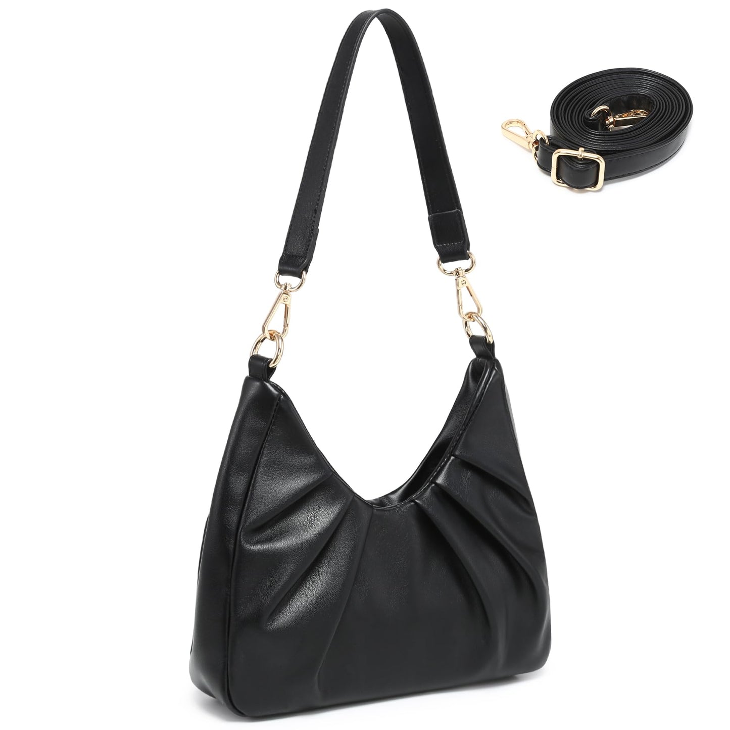 Dasein Ruched Hobo Handbag for Women Retro Shoulder Purse Crossbody Bag with 2 Removable Straps