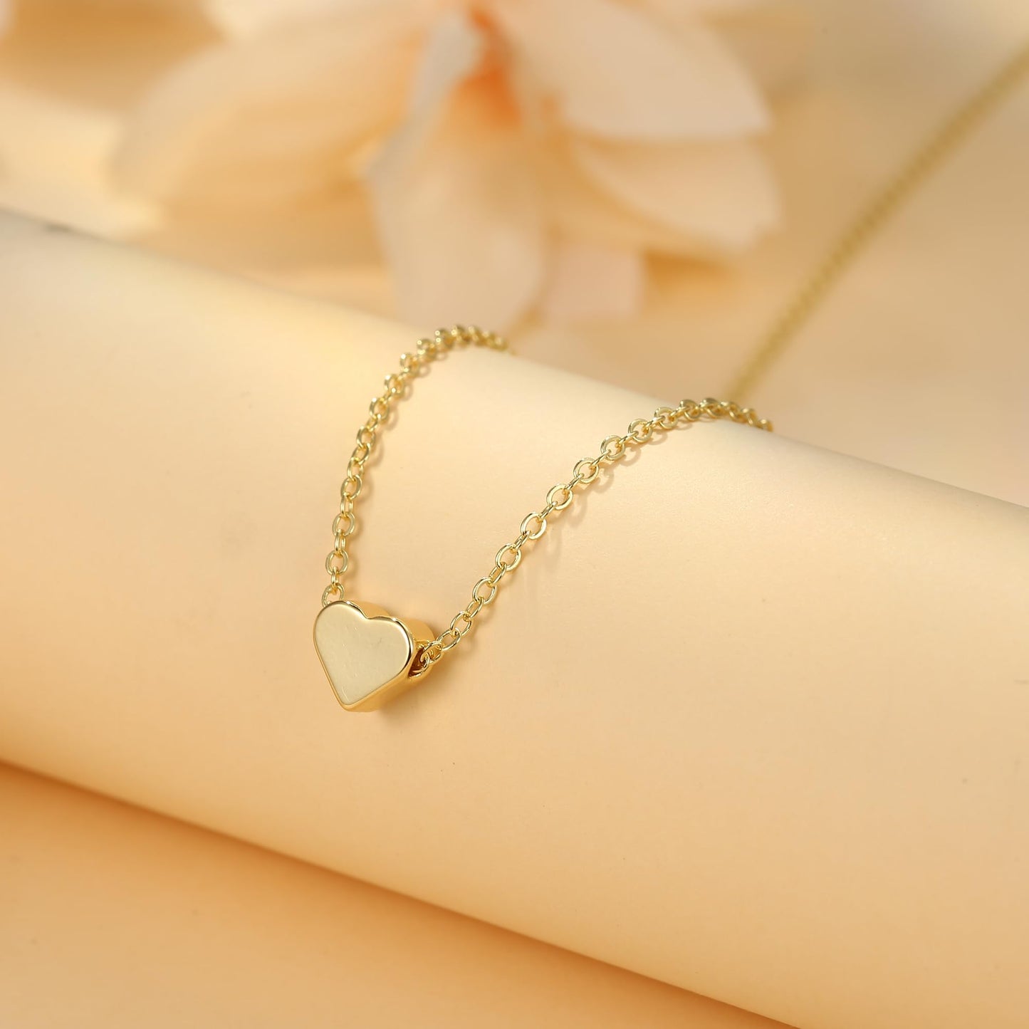 Dainty Gold Necklace for Women Girls Trendy - 14K Gold/Silver Plated Cute Heart Necklace for Women Handmade Heart Choker Necklace Tiny Heart Jewelry Gifts for Women Girls Teen Girls Stuff