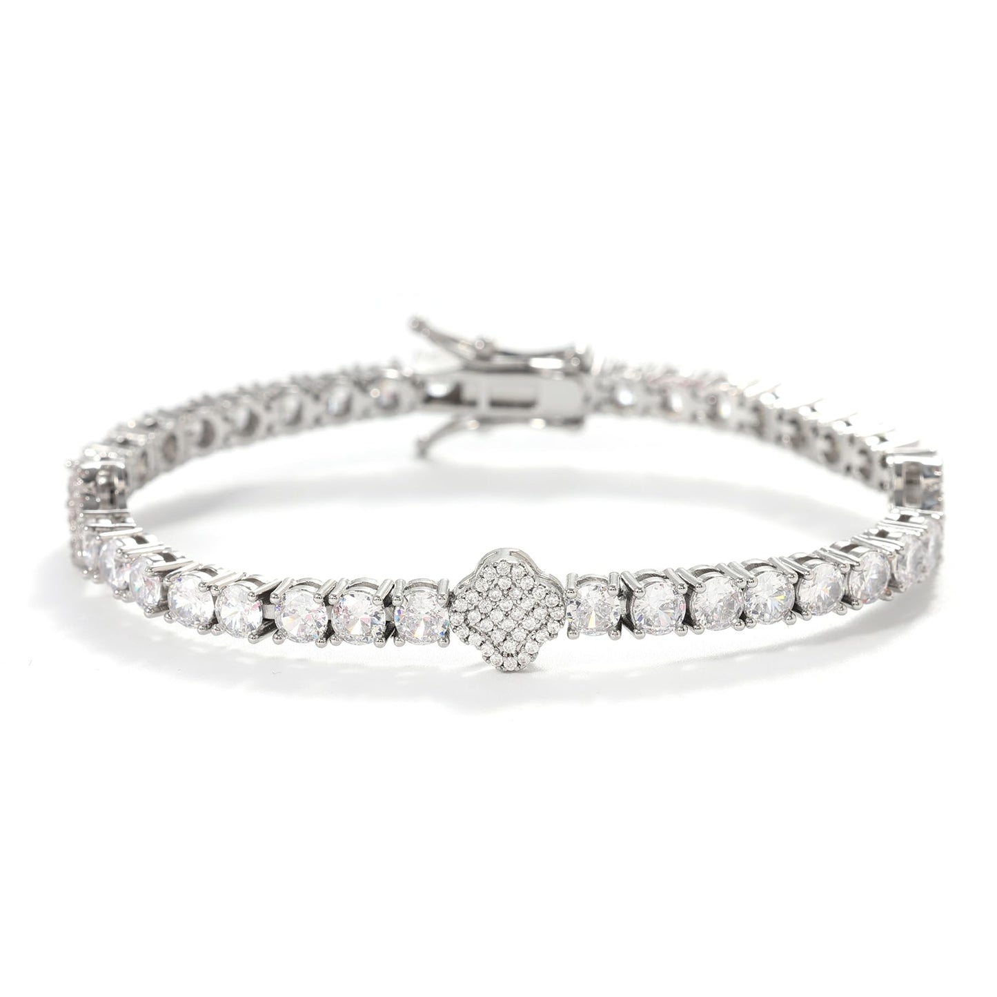 Clover Tennis Bracelet, Zircon Stones