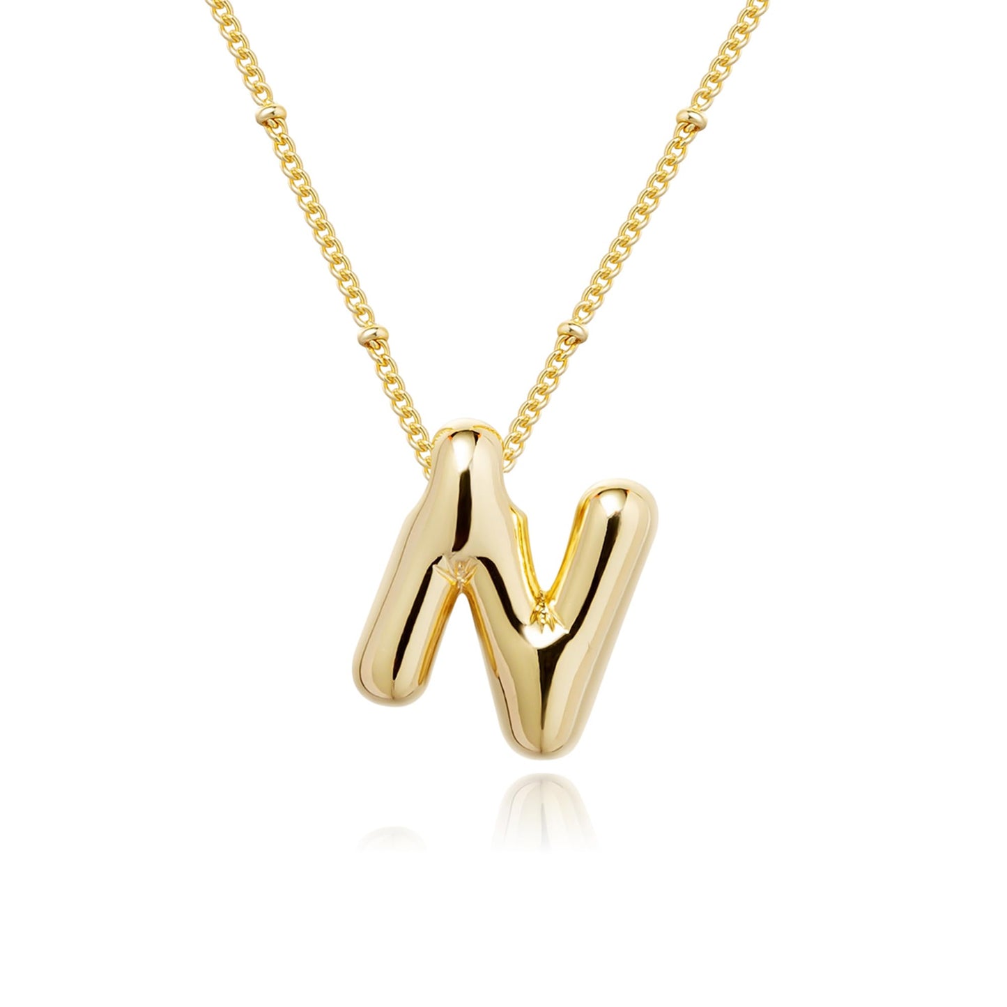 Gold Bubble Letter Necklace for Women, 14k Gold Plated Balloon Initial Letter Pendant Necklace Dainty Charm Initial Necklaces for Women Trendy Chunky Custom Name Necklace Gold Jewelry for Women