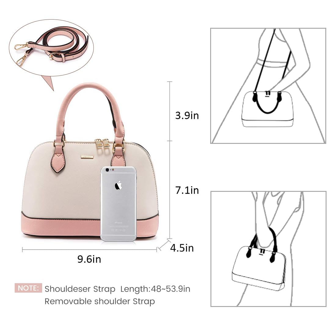 LOVEVOOK Purse for Women Small Crossbody Bags Classic Double Zip Top Handle Dome Satchel Bag