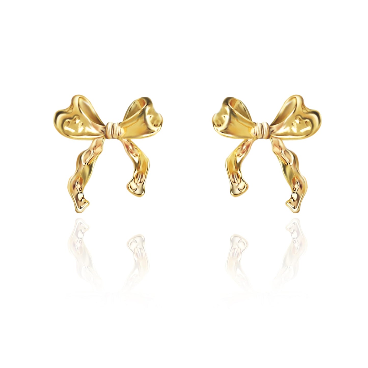 Women Bow Earrings - 18K Gold Plated Bow Stud Earrings Bow Dangle Drop Earrings Ribbon Earrings