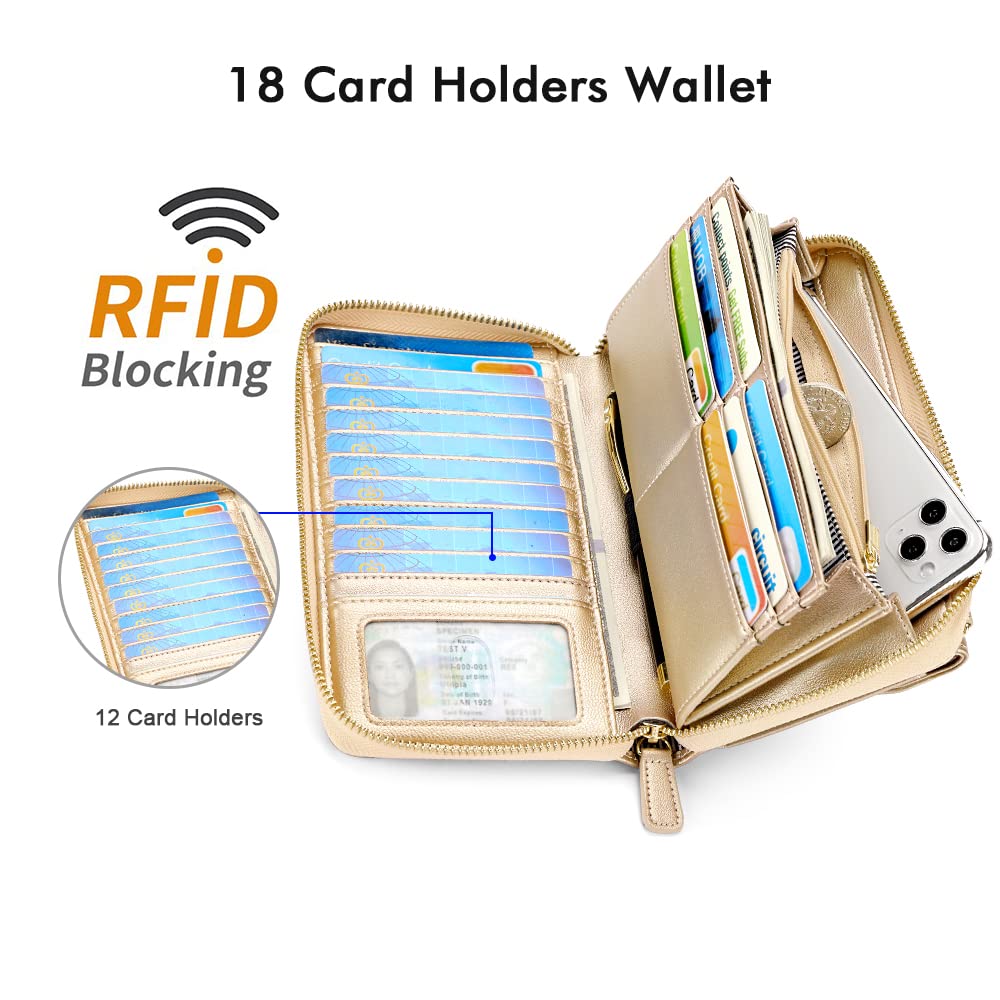 Wallets for Women Credit Card Slots with RFID Blocking Large Capacity Wristlet