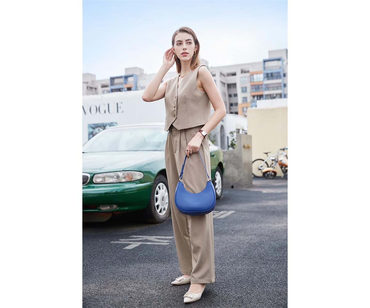 Crescent Shoulder Bags for Women Cute Hobo Tote Handbag Under the Arm Purses Mini Clutch Purse with Zipper Closure