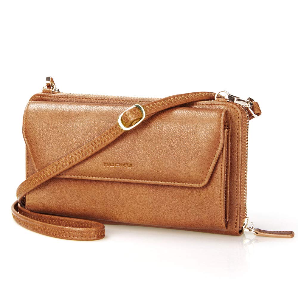 Womens RFID Wallet Purse Wristlet Crossbody Clutch with Zip Around 2 Strap