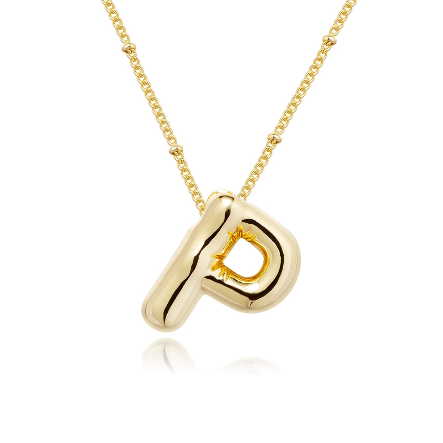 Gold Bubble Letter Necklace for Women, 14k Gold Plated Balloon Initial Letter Pendant Necklace Dainty Charm Initial Necklaces for Women Trendy Chunky Custom Name Necklace Gold Jewelry for Women