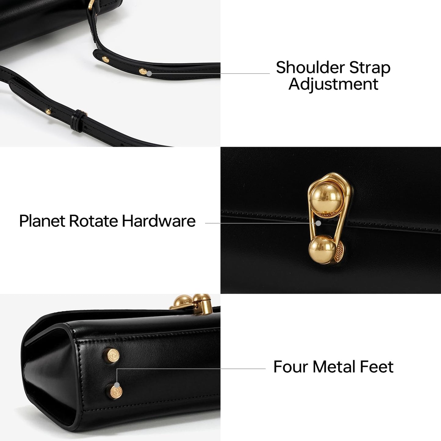 Small Purse Leather Bags For Women: Black Shoulder Handbags Crossbody Bag - Chic Everyday Adjustable Strap for Young Girls