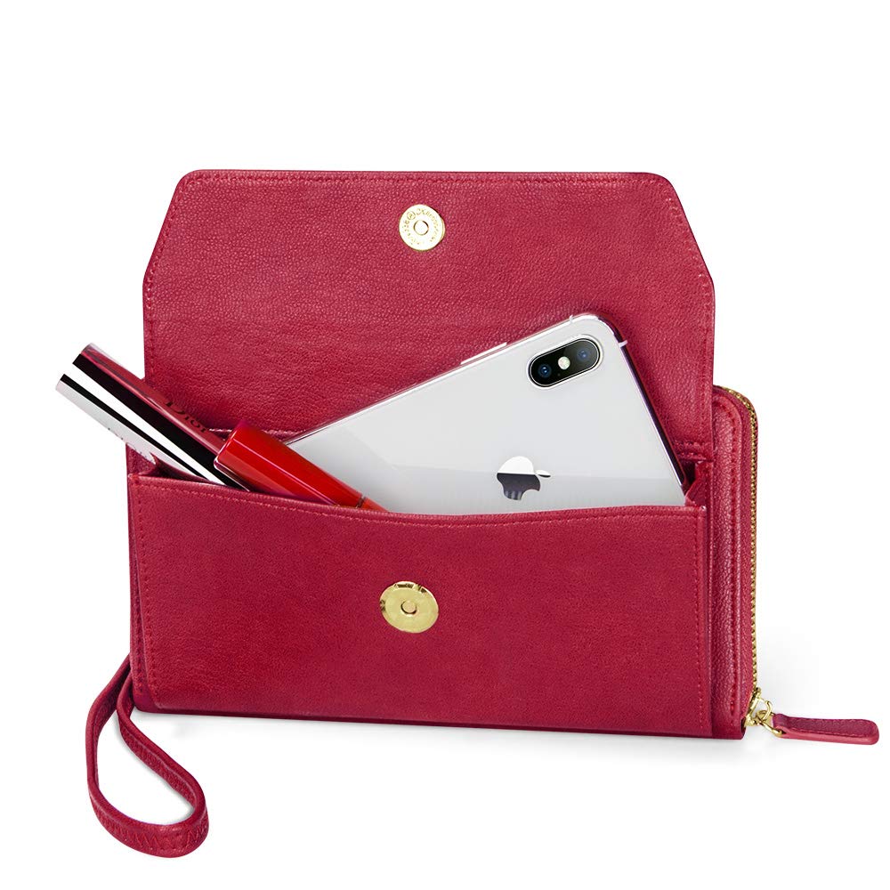 Womens RFID Wallet Purse Wristlet Crossbody Clutch with Zip Around 2 Strap