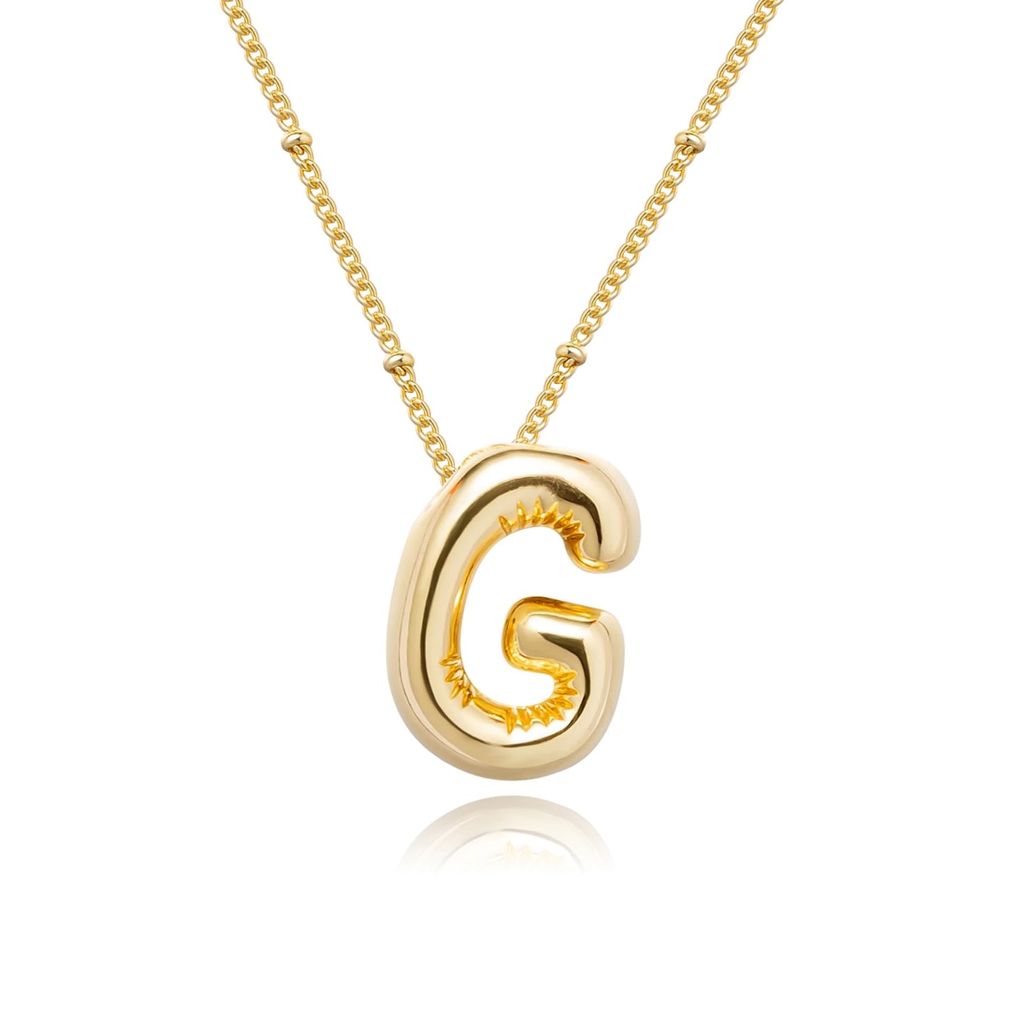 Gold Bubble Letter Necklace for Women, 14k Gold Plated Balloon Initial Letter Pendant Necklace Dainty Charm Initial Necklaces for Women Trendy Chunky Custom Name Necklace Gold Jewelry for Women