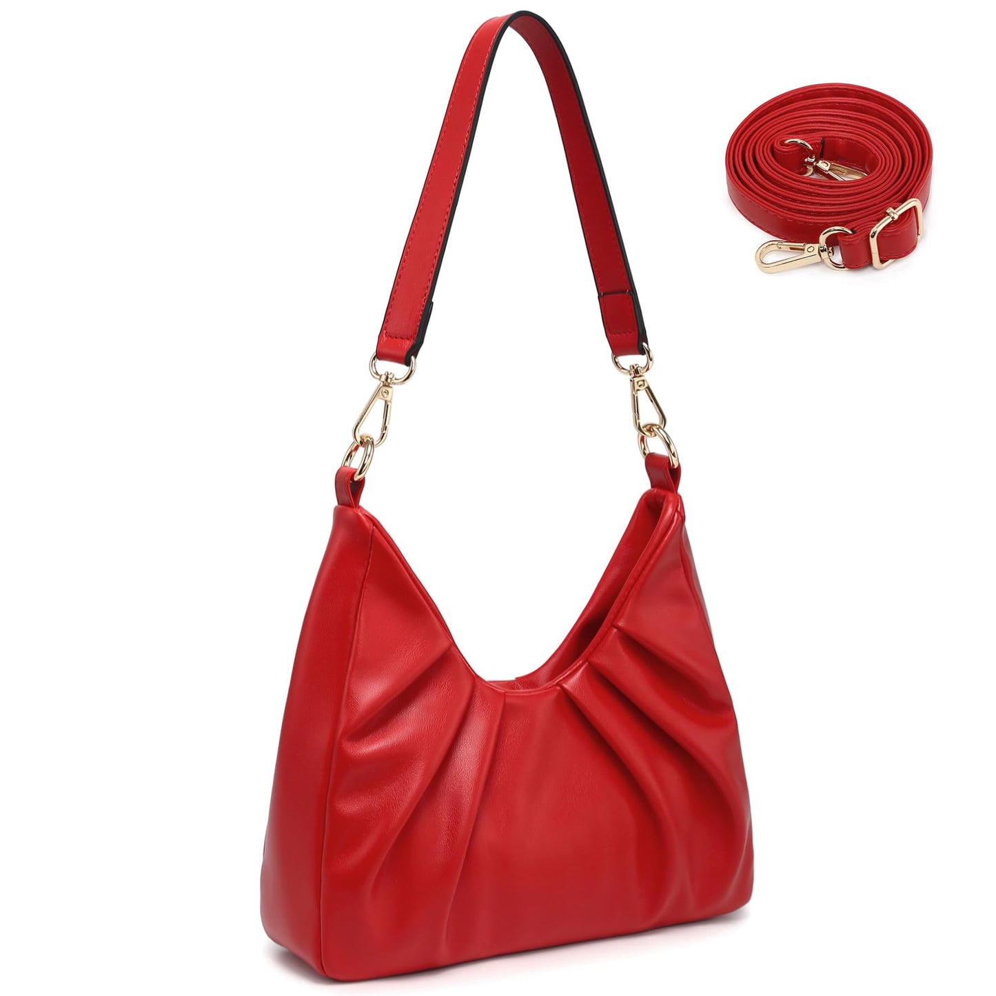 Dasein Ruched Hobo Handbag for Women Retro Shoulder Purse Crossbody Bag with 2 Removable Straps