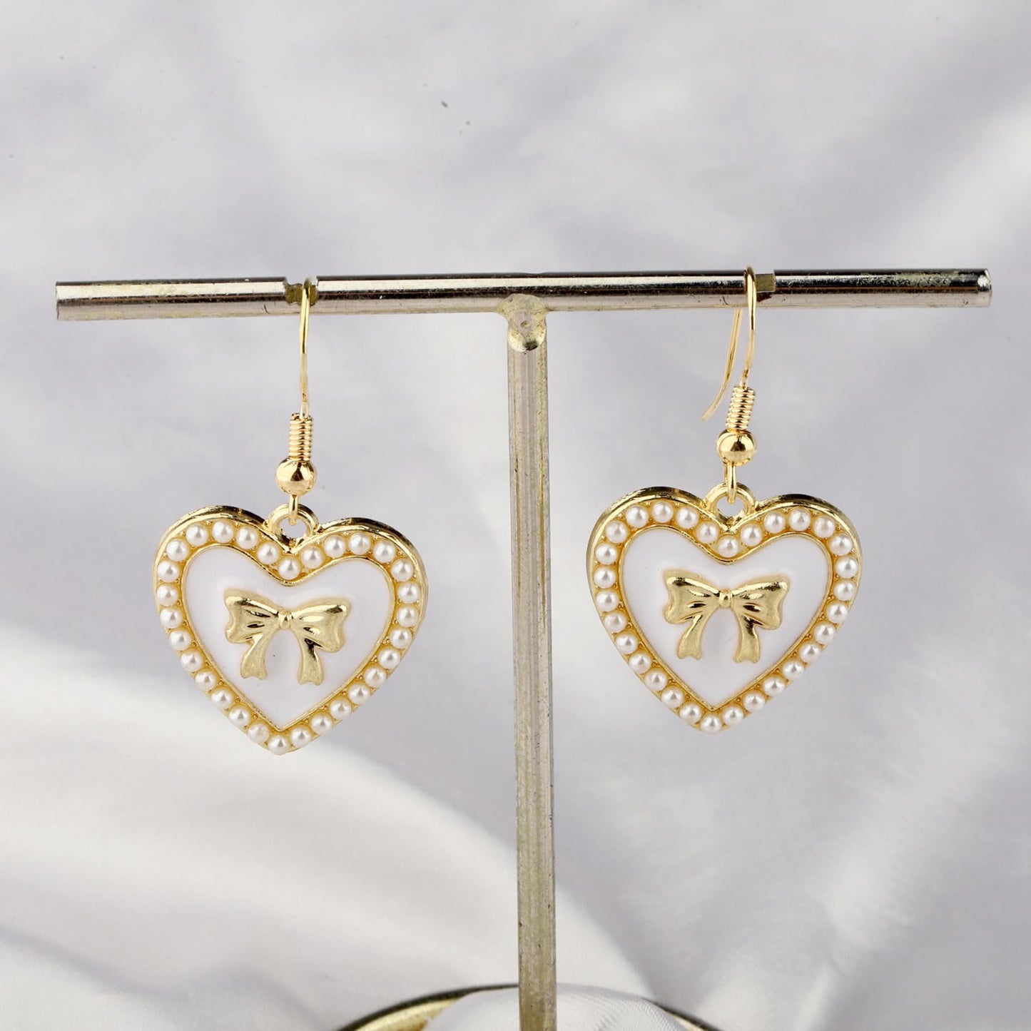 Coquette Girly Gift Jewelry Collection | Coquette Bow Earrings & Coquette Pearl Heart