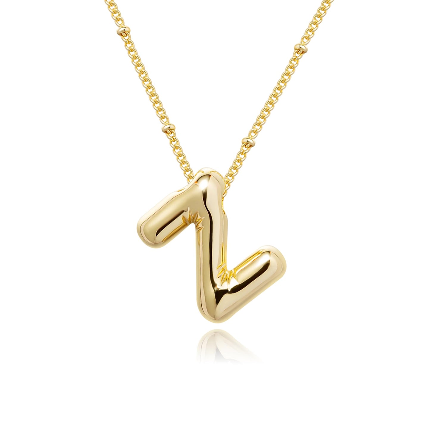 Gold Bubble Letter Necklace for Women, 14k Gold Plated Balloon Initial Letter Pendant Necklace Dainty Charm Initial Necklaces for Women Trendy Chunky Custom Name Necklace Gold Jewelry for Women