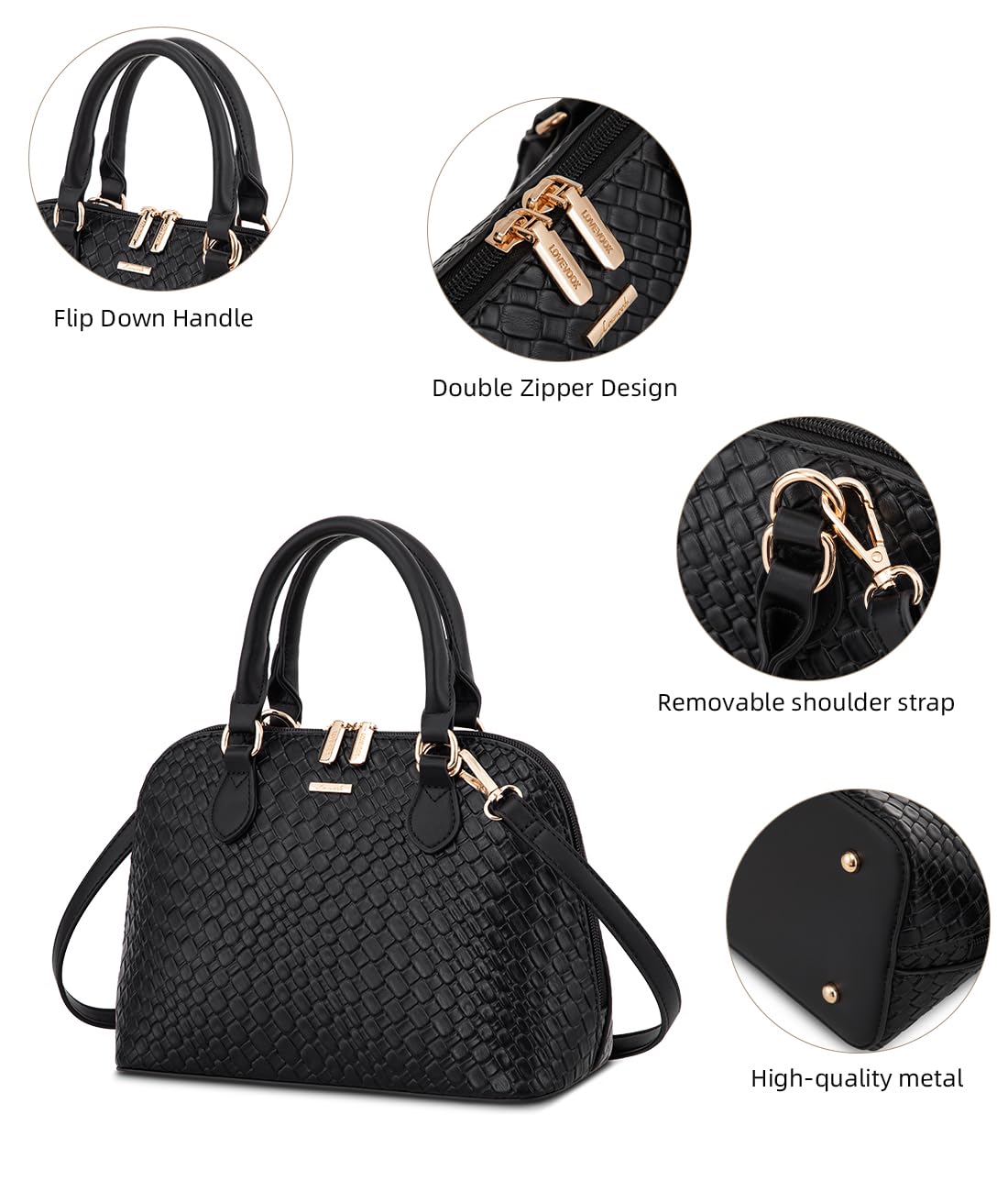 LOVEVOOK Purse for Women Small Crossbody Bags Classic Double Zip Top Handle Dome Satchel Bag