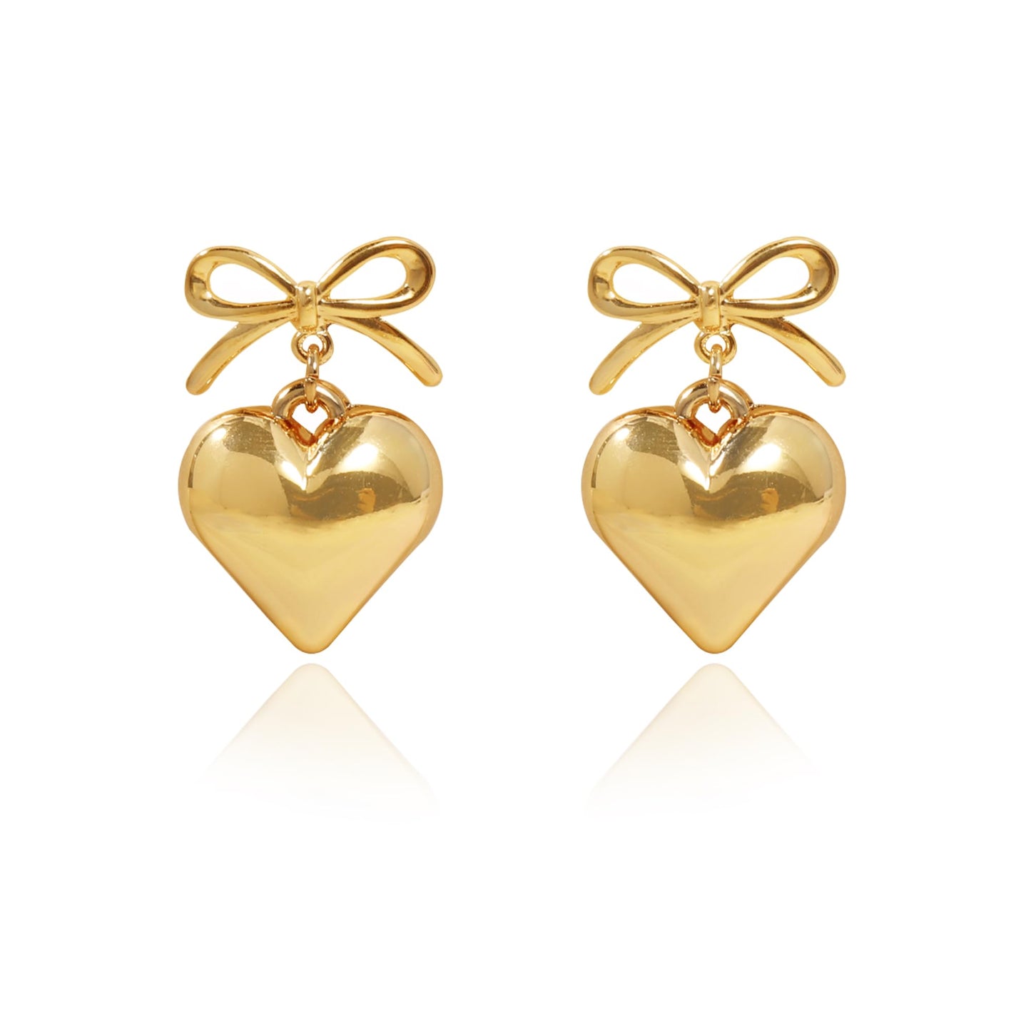 Women Bow Earrings - 18K Gold Plated Bow Stud Earrings Bow Dangle Drop Earrings Ribbon Earrings