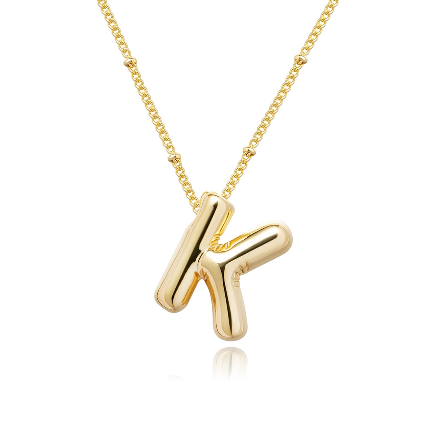 Gold Bubble Letter Necklace for Women, 14k Gold Plated Balloon Initial Letter Pendant Necklace Dainty Charm Initial Necklaces for Women Trendy Chunky Custom Name Necklace Gold Jewelry for Women