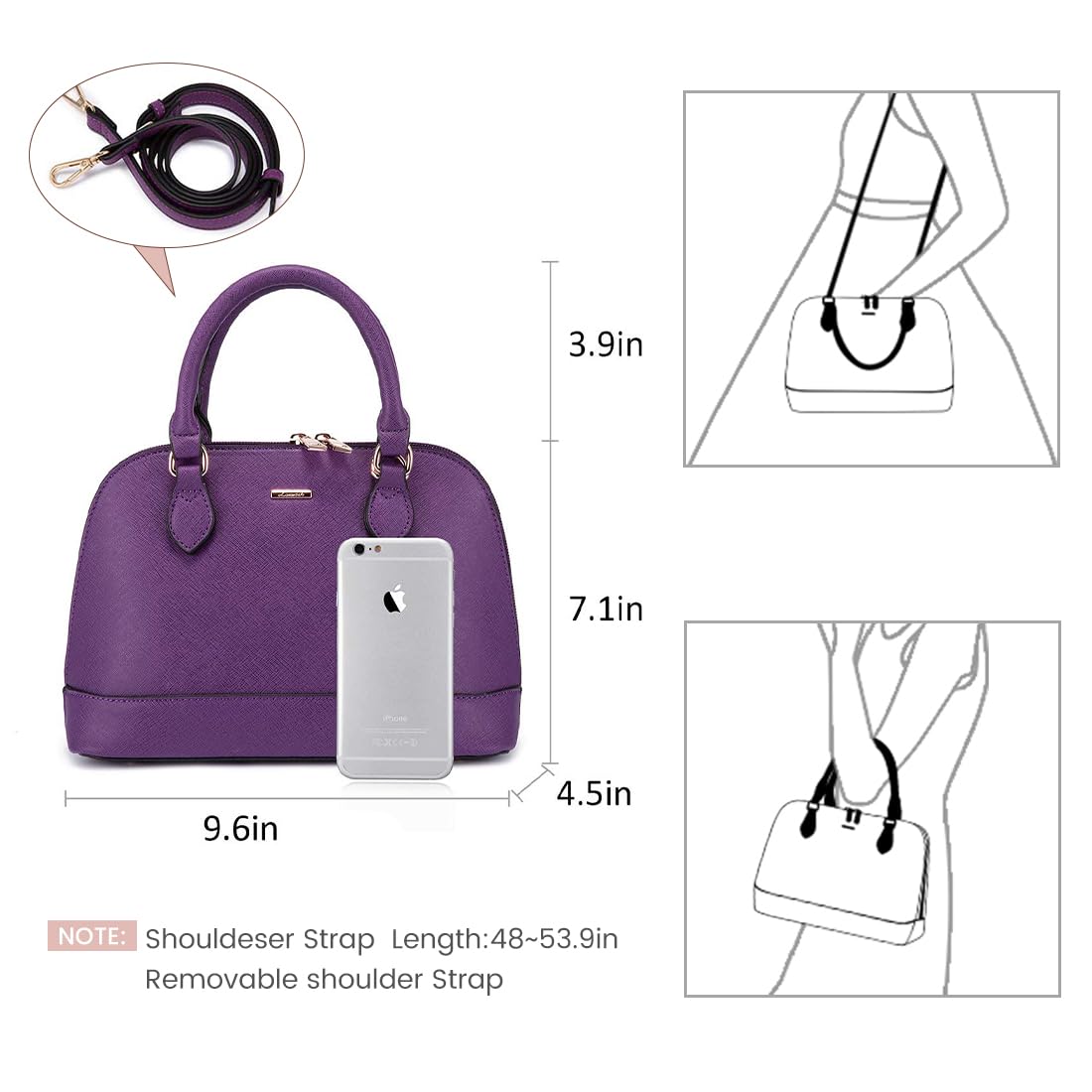 LOVEVOOK Purse for Women Small Crossbody Bags Classic Double Zip Top Handle Dome Satchel Bag