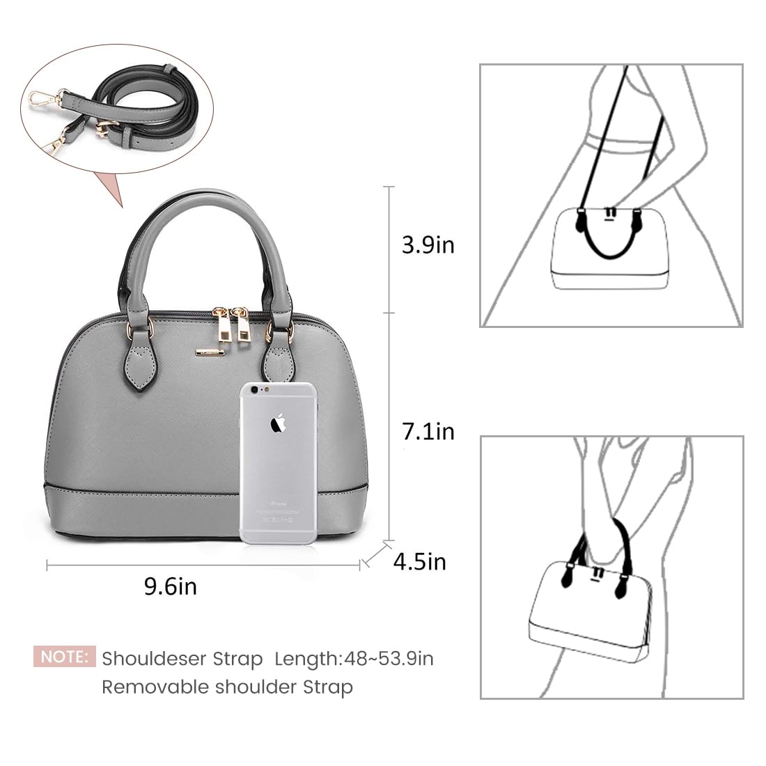 LOVEVOOK Purse for Women Small Crossbody Bags Classic Double Zip Top Handle Dome Satchel Bag