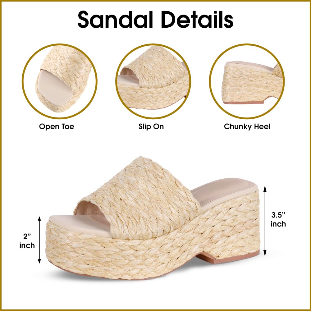 Platform Slip on Espadrille Sandals for Women Wedges Slides Bohemia Sandals Flatform Open Toe Beach Sandals