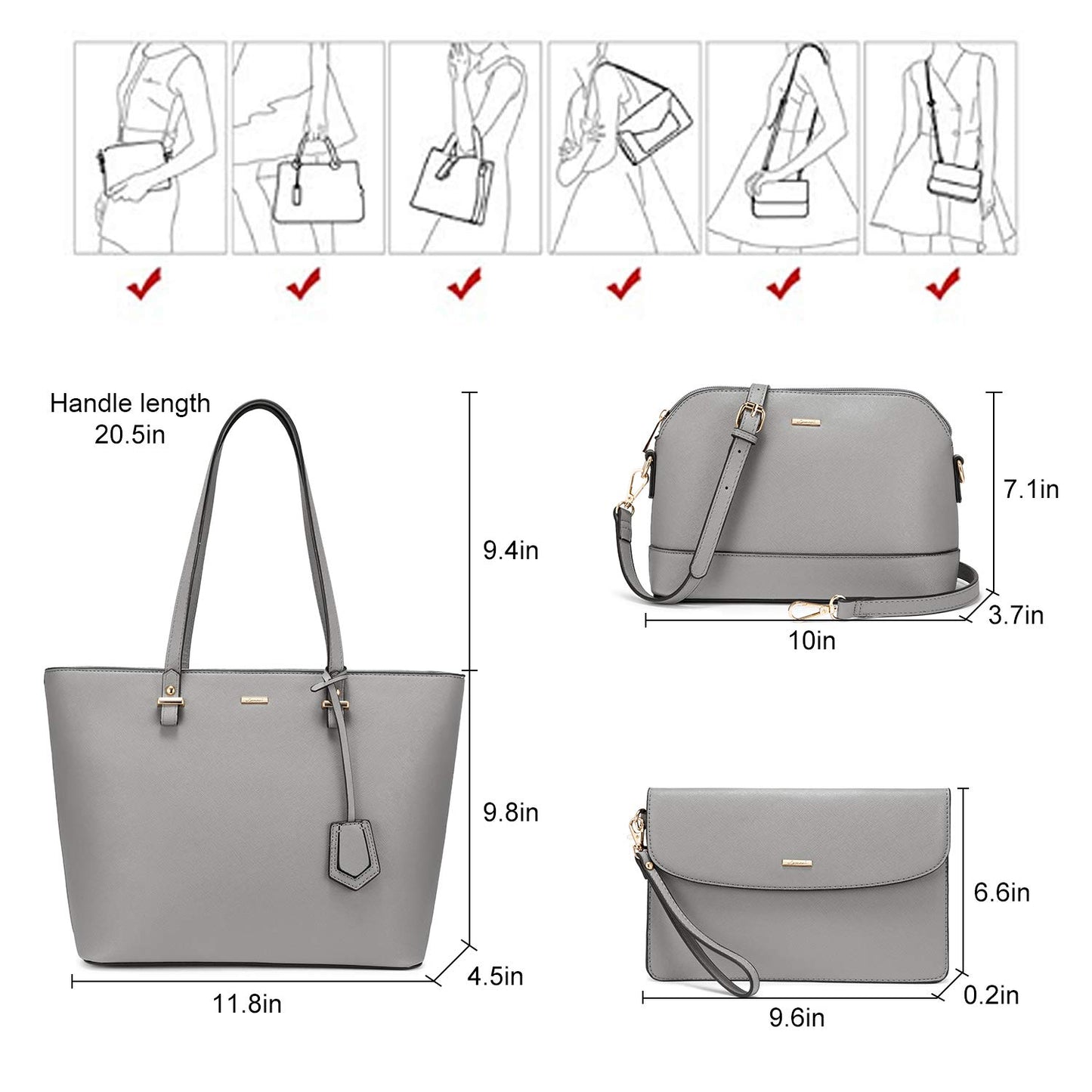 LOVEVOOK Handbags for Women Shoulder Bags Tote Satchel Hobo 3pcs Purse Set