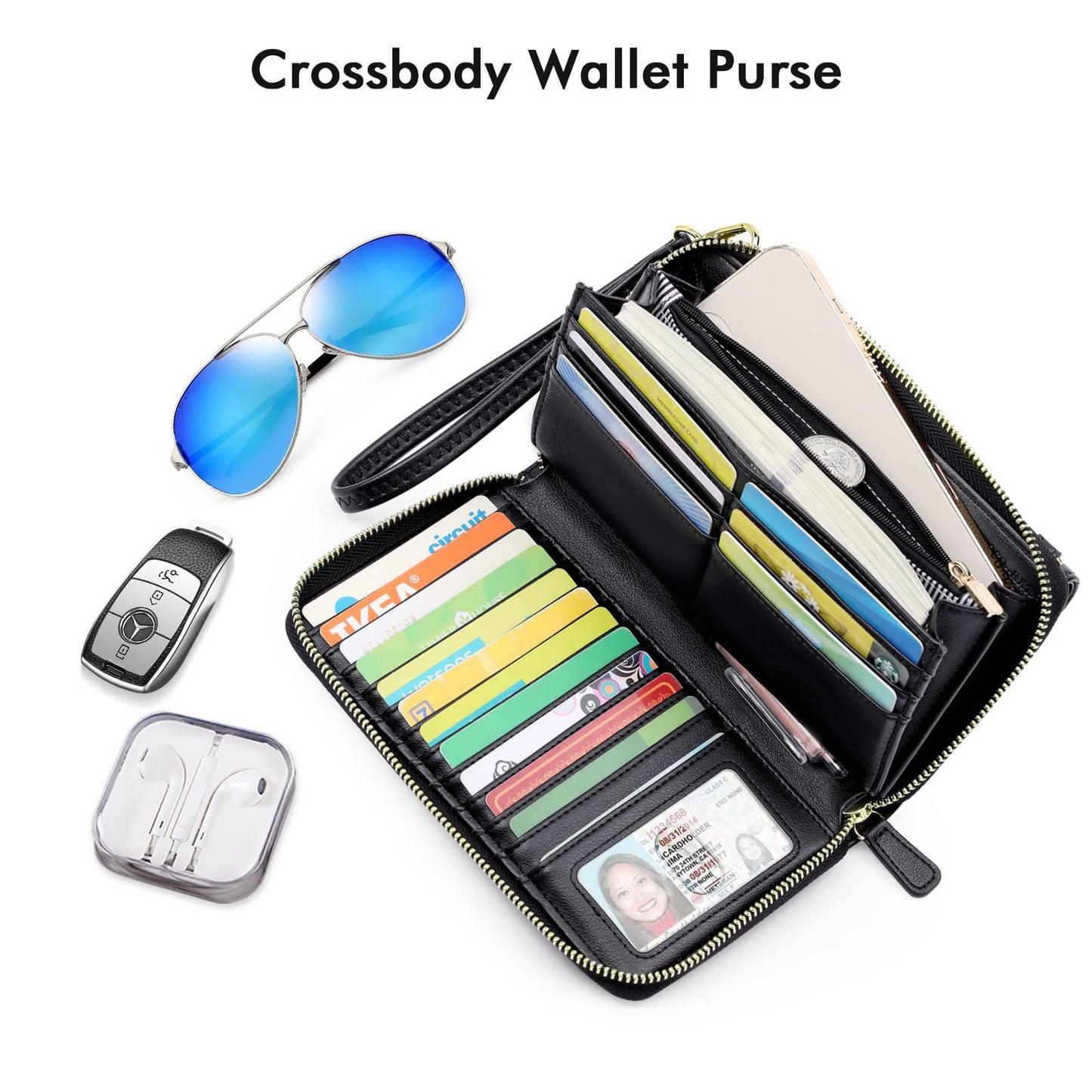 Wallets for Women Credit Card Slots with RFID Blocking Large Capacity Wristlet